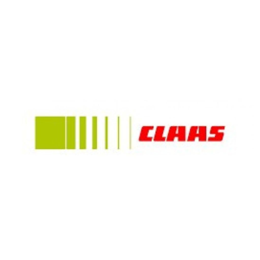 Logo von CLAAS mit grünen Balken und rotem Schriftzug.