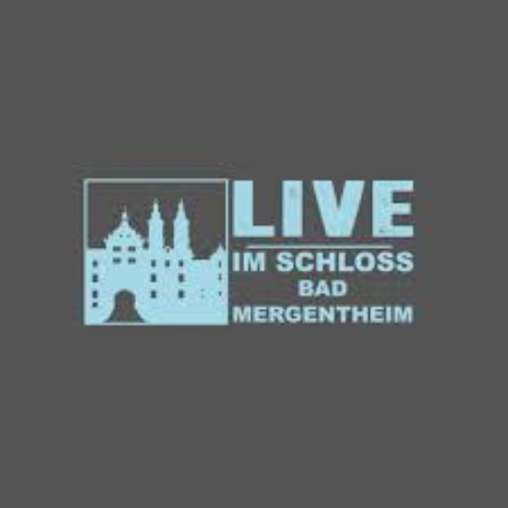 Logo mit dem Text "LIVE IM SCHLOSS BAD MERGENTHEIM" und einem stilisierten Schlosssymbol.